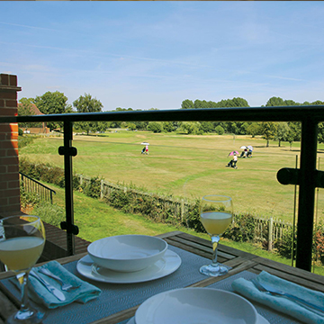 Enjoy views from the balcony that overlooks the golf course