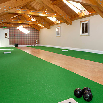 Indoor carpet bowls room