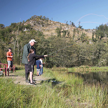 Have a fky fishing lesson on the lochan trout pond